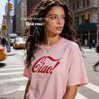 A woman wearing a 'Ciao!' T-shirt.

Original design and copyright by first row LA.