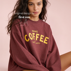 Woman wearing Make Coffee Not War Shirt, Peace Shirt, Coffee Lover Sweatshirt, Anti War Statement Shirt, Barista Shirt, Anti War Shirt.

Original design and copyright by first row LA 2026.