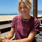 Woman wearing A Little Dramatic Shirt, Pink Handwritten Font Tee, Y2K Tee, Cute Sassy Top, Girly Aesthetic Top, Sassy Quote, Meme Tee