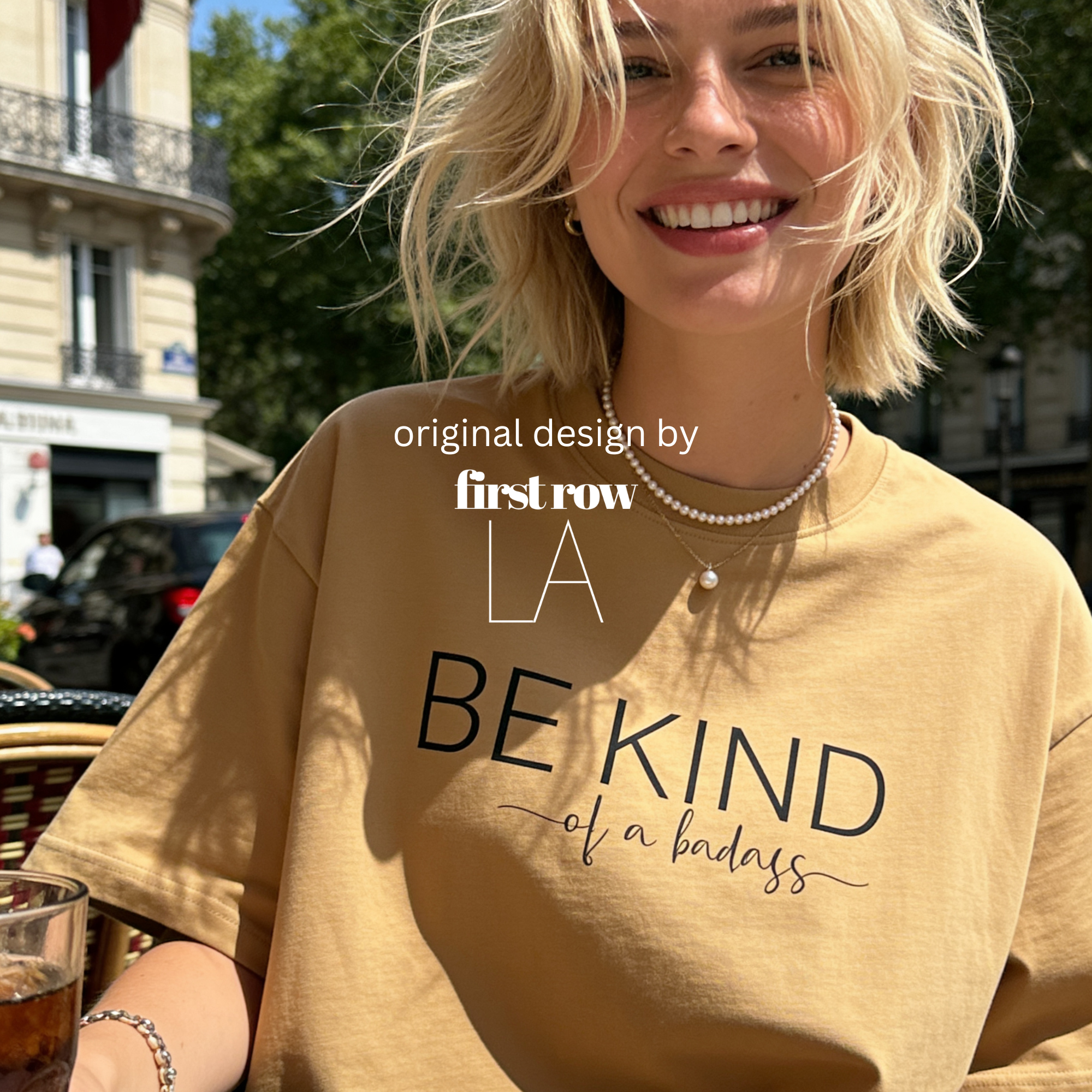 Woman wearing Be Kind Shirt, Be Kind Of a Badass Unisex T-shirt Kindness Tee, Be Nice Shirt, Kindness, Inspirational Shirt, Motivational Shirt, Girl Boss