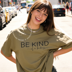 Woman wearing Be Kind Shirt, Be Kind Of a Badass Unisex T-shirt Kindness Tee, Be Nice Shirt, Kindness, Inspirational Shirt, Motivational Shirt, Girl Boss