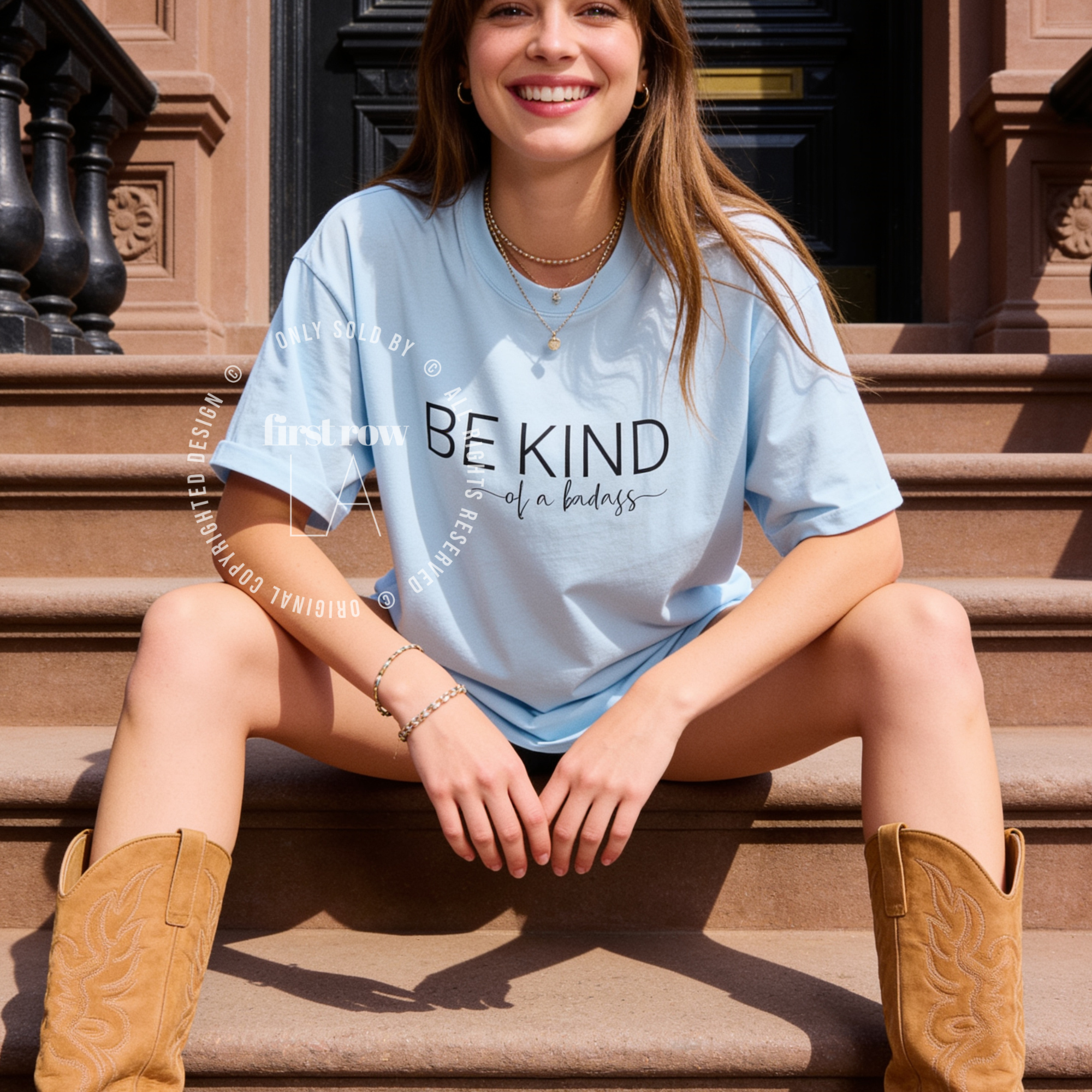 Woman wearing Be Kind Shirt, Be Kind Of a Badass Unisex T-shirt Kindness Tee, Be Nice Shirt, Kindness, Inspirational Shirt, Motivational Shirt, Girl Boss