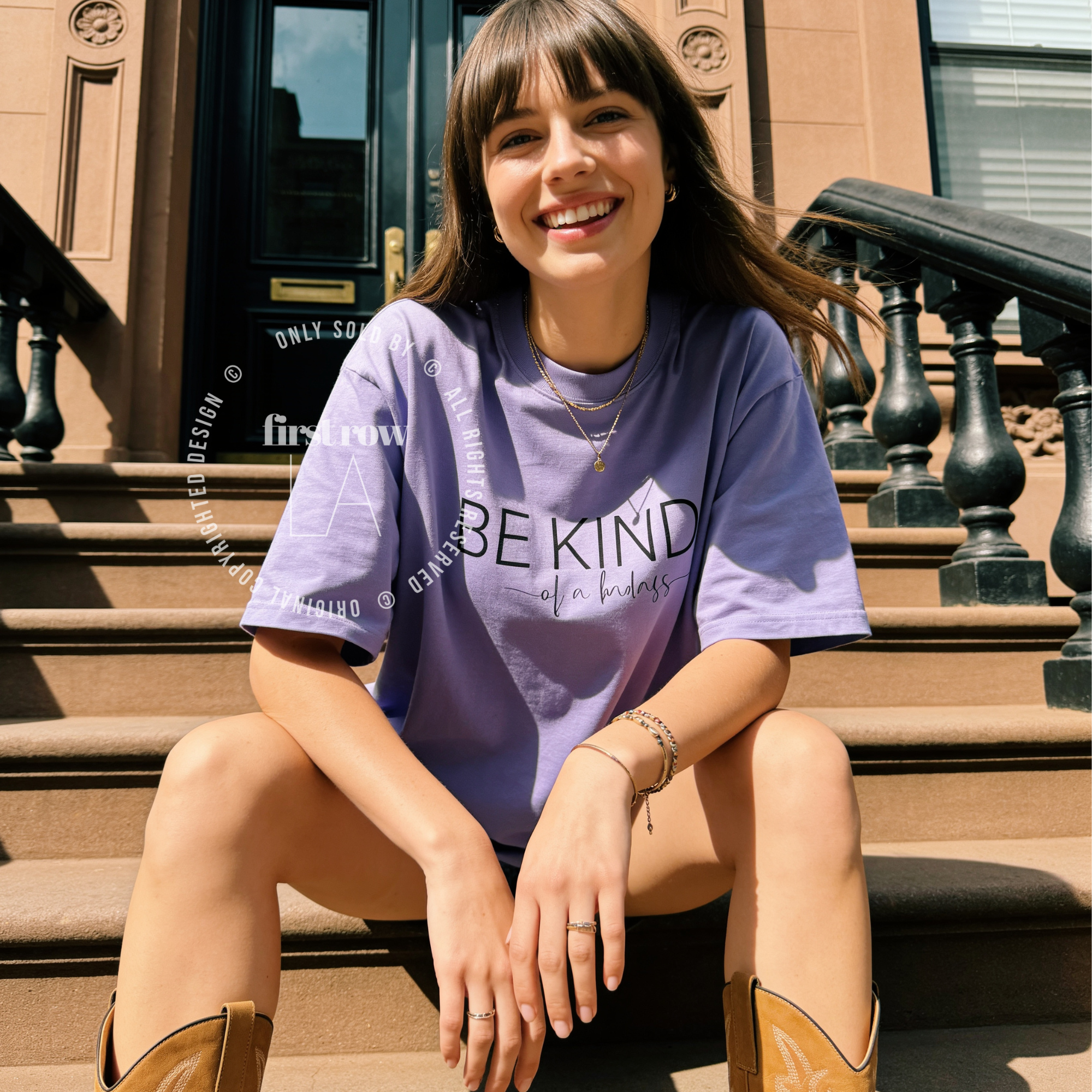 Woman wearing Be Kind Shirt, Be Kind Of a Badass Unisex T-shirt Kindness Tee, Be Nice Shirt, Kindness, Inspirational Shirt, Motivational Shirt, Girl Boss