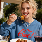 Woman wearing Ciao Italia shirt, Unisex, Sweatshirt, La Dolce Vita Italy Shirt, Old Money Tee, Amalfi Coast, Italian Cocktail, I Love Italy Sweatshirt