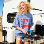 Woman wearing Coffee and Ambition on Repeat Shirt, Cup of Ambition, Moka Pot Shirt, Dolly Parton Tee, Cute Coffee Shirt, 9 to 5 shirt