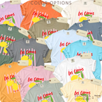 Color options for 'Les Citrons' T-shirt with yellow lemons on a pink striped background elements. 
Original design and copyright by first row LA.
