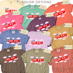 Color options for Nap Queen T-shirt with pink clouds and of course a crown.

ORiginal design by first row LA.