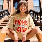 Woman wearing Cool Mom Club Shirt, Fueled by Coffee and Chaos Tee, Funny Mom Coffee T-Shirt, Mothers Day Gift, Handwritten Graphic Tee, Mom Life Shirt