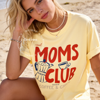 Woman wearing Cool Mom Club Shirt, Fueled by Coffee and Chaos Tee, Funny Mom Coffee T-Shirt, Mothers Day Gift, Handwritten Graphic Tee, Mom Life Shirt