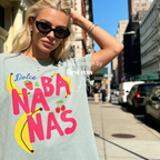 Woman wearing Dolce and Bananas Shirt, Thats Bananas Shirt, Sweet but Psycho Tee, Funny Cherry Strawberry Graphic Shirt, Cute Chaos T-Shirt, Summer Tee