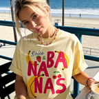 Woman wearing Dolce and Bananas Shirt, Thats Bananas Shirt, Sweet but Psycho Tee, Funny Cherry Strawberry Graphic Shirt, Cute Chaos T-Shirt, Summer Tee