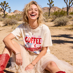Woman wearing High on Coffee and Ambition Shirt, Coffee Lover, 9 to 5 Country, Coffee Club Tshirt, Moka Pot Shirt, Dolly Parton inspired, Cup of Ambition
