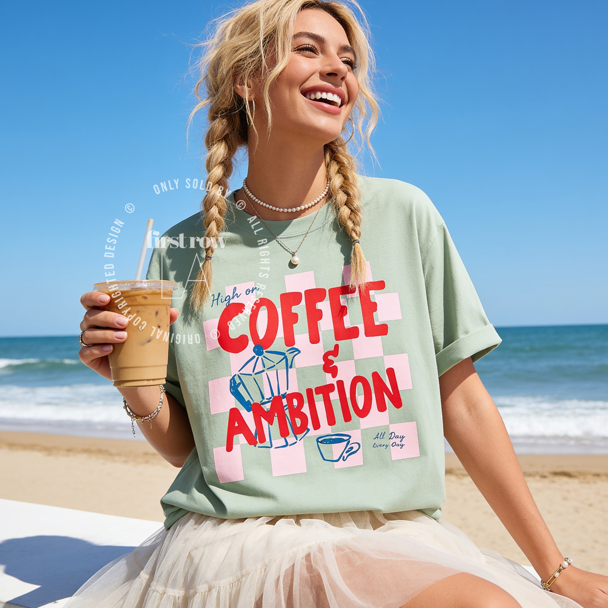 Woman wearing High on Coffee and Ambition Shirt, Coffee Lover, 9 to 5 Country, Coffee Club Tshirt, Moka Pot Shirt, Dolly Parton inspired, Cup of Ambition

