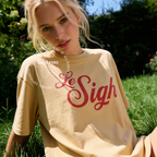 Woman wearing LE SIGH T-shirt. Roll your eyes in French, French Quote, Parisian Tee, Political t-shirt, 70s Style Shirt, Retro shirt, IDGAF Vibes Tee