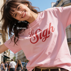 Woman wearing LE SIGH T-shirt. Roll your eyes in French, French Quote, Parisian Tee, Political t-shirt, 70s Style Shirt, Retro shirt, IDGAF Vibes Tee