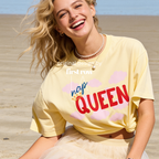Woman wearing Nap Queen Shirt, Pink Cloud Tee, Cozy Summer T-Shirt, Sleepover T, Relaxation Tee, Self Care Shirt, Lazy Day Graphic Tee, Gift for Her