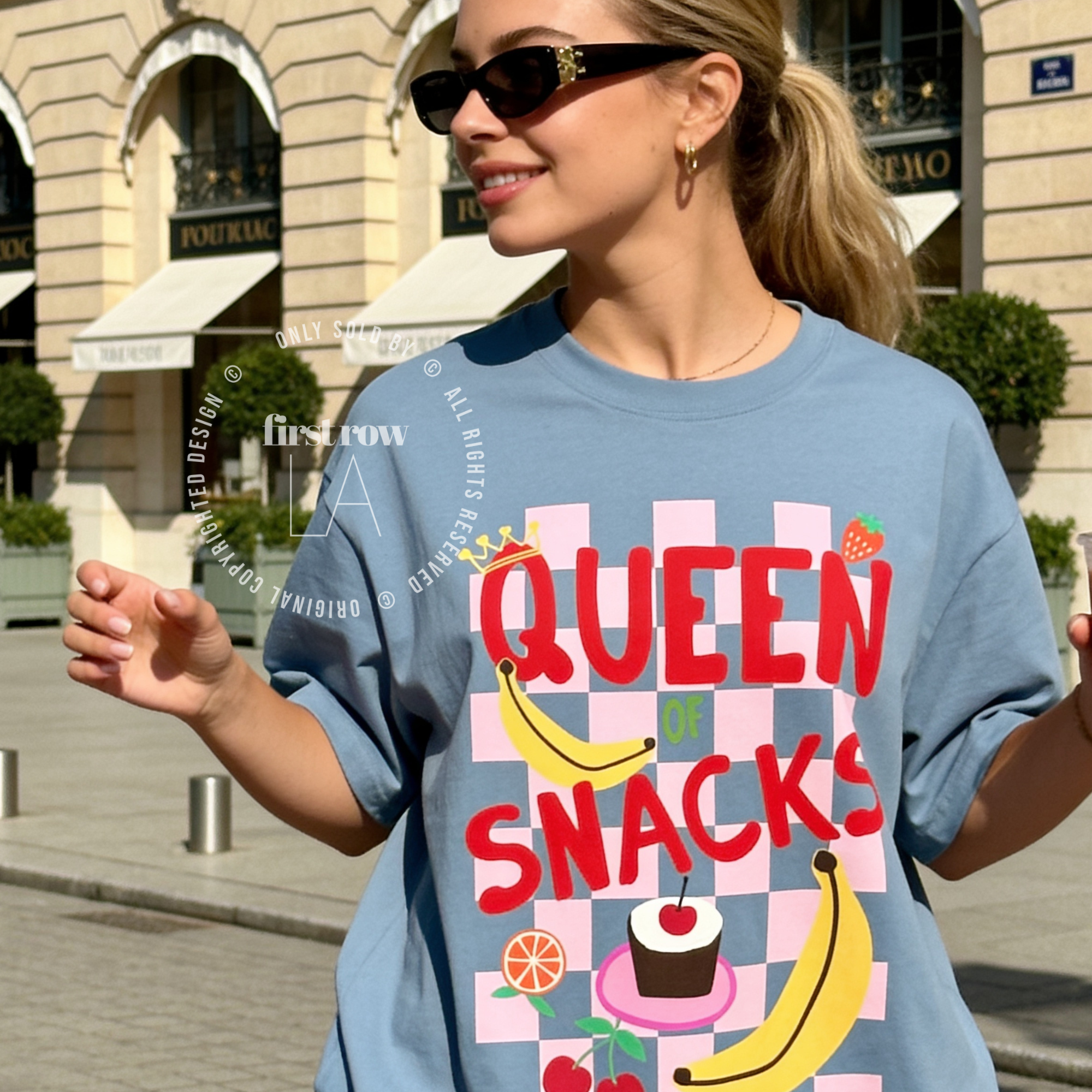 Woman wearing Queen of Snacks Shirt, Food Lover Tee, Dopamine T-Shirt, Snarky TShirt, Colorful Snack Graphic Tee, Foodie Gift, Unisex Shirt