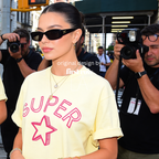Woman wearing Super Star T-shirt, Unisex, Pink Tee, Pop Icon Tee, Rebel shirt, Punk Queen, Glam, Summer Shirt, Dopamine shirt