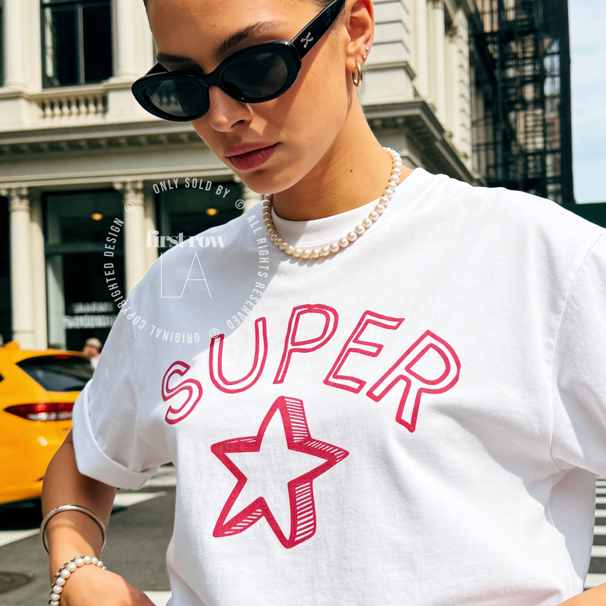 Woman wearing Super Star T-shirt, Unisex, Pink Tee, Pop Icon Tee, Rebel shirt, Punk Queen, Glam, Summer Shirt, Dopamine shirt