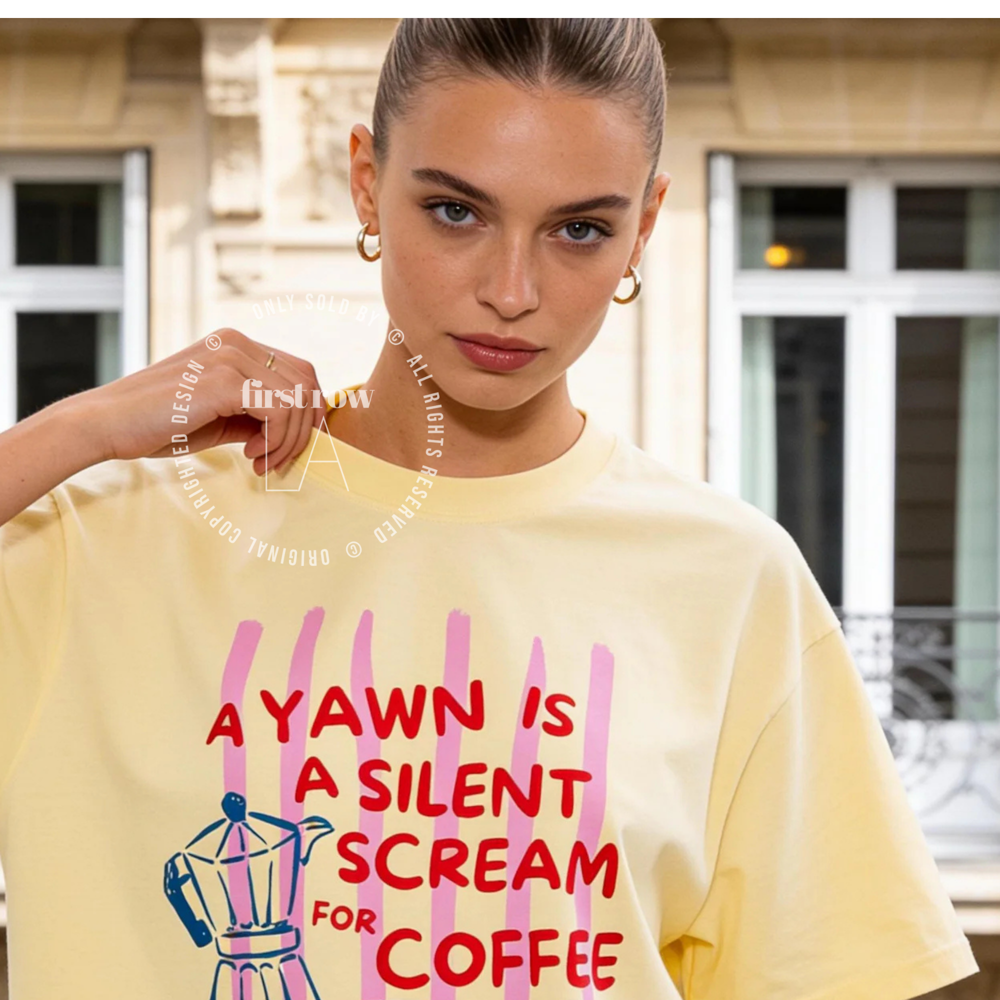 Woman wearing unisex A Yawn Is A Silent Scream For Coffee Shirt, Tired People Coffee Club Tee, Tired Moms Club, Moka Pot, Coffee Club, Caffeine Lover