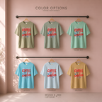 Color options for COFFEE and AMBITION on repeat T-shirts. Original design by first row LA