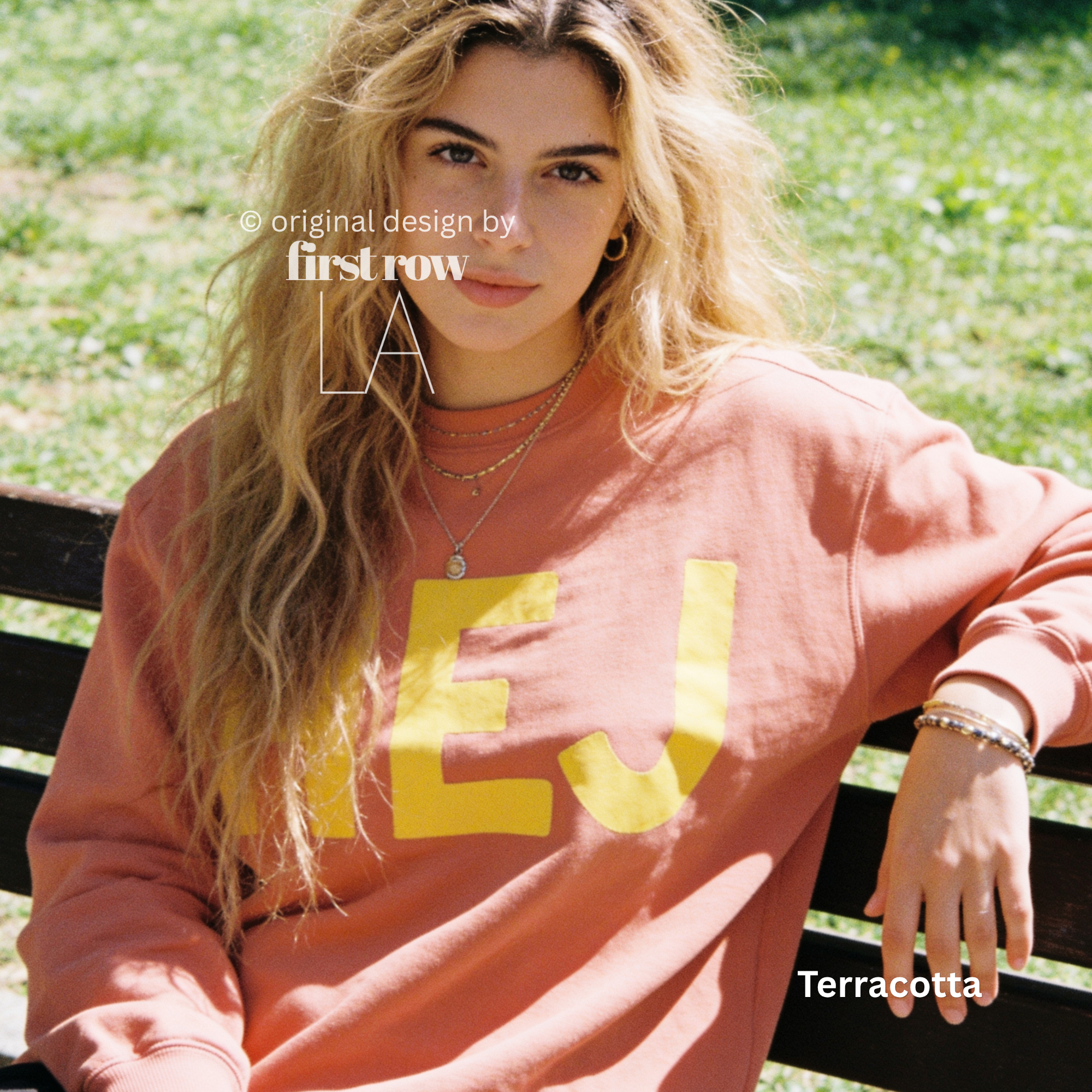 Woman wearing HEJ Sweatshirt with Yellow Handwritten font. Danish Hello Crewneck, Scandinavian Graphic Hygge Sweatshirt, Hyggelig Nordic Minimalist Pullover

Original design and copyright by first row LA 2026
