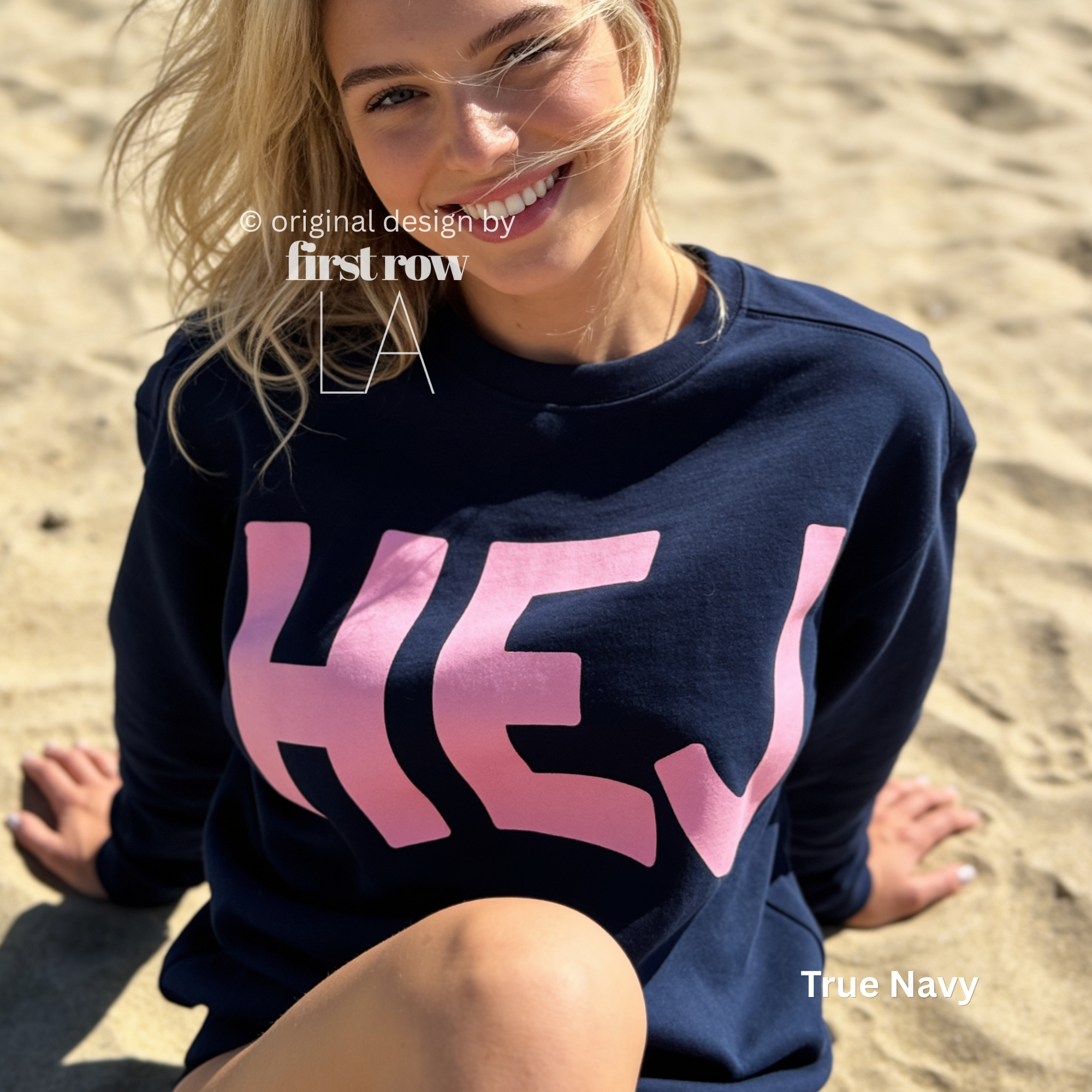 Woman wearing HEJ sweatshirt with pink print.

Original design and copyright © 2026 by First Row LA. All rights reserved. Unauthorized copying, reproduction, or use of this artwork or product photos is strictly prohibited.