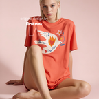 Woman wearing Peace dove, Sacred heart T-shirt.

Design by first row LA 2025.