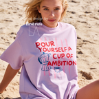 Woman wearing Dolly Parton "Pour Yourself a Cup of Ambition" Shirt, Retro Coffee Graphic, 9 to 5 Country Music Tee, Moka Pot, Coffee Club, Caffeine Lovera coffee mug illustration.

Original design and copyright by first row LA 2025.