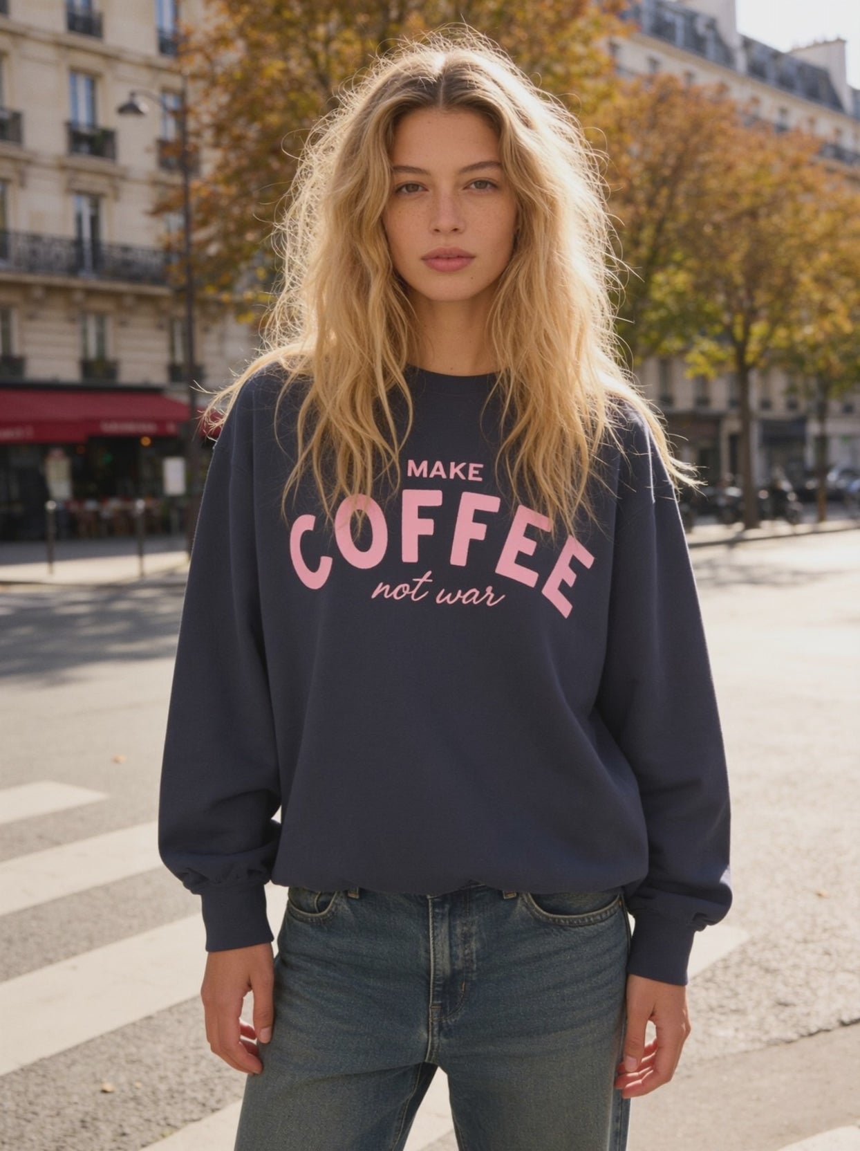 Make Coffee Not War Cotton Sweatshirt
